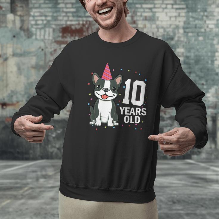 10 Years Old Birthday Boston Terrier Dog Lover 10th Party For Men Women Kids Men Graphic Sweatshirt, gift for family, gift for coworker