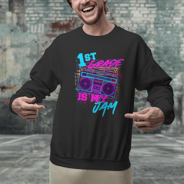 1st Grade Is My Jam Vintage 80s 80's Teacher Student Retro Men Graphic Sweatshirt, gift for family, gift for coworker