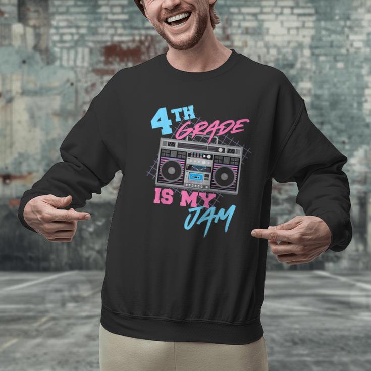 4th Grade Is My Jam Vintage 80s Boombox Teacher Student Men Graphic Sweatshirt, 4th Grade Teacher Sweatshirts, gift for family, gift for coworker