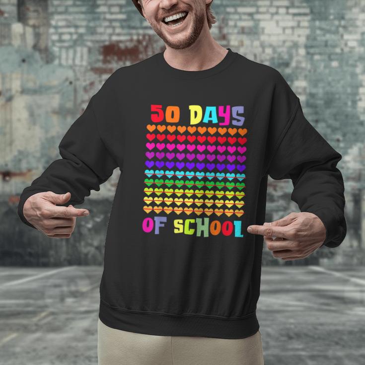 50 Days Of School Hearts Teacher Happy 50th Day Of School Men Graphic Sweatshirt, gift for family, gift for coworker