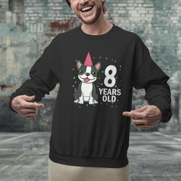 8 Years Old Birthday Boston Terrier Dog Lover 8th Party Kid Men Graphic Sweatshirt, gift for family, gift for coworker