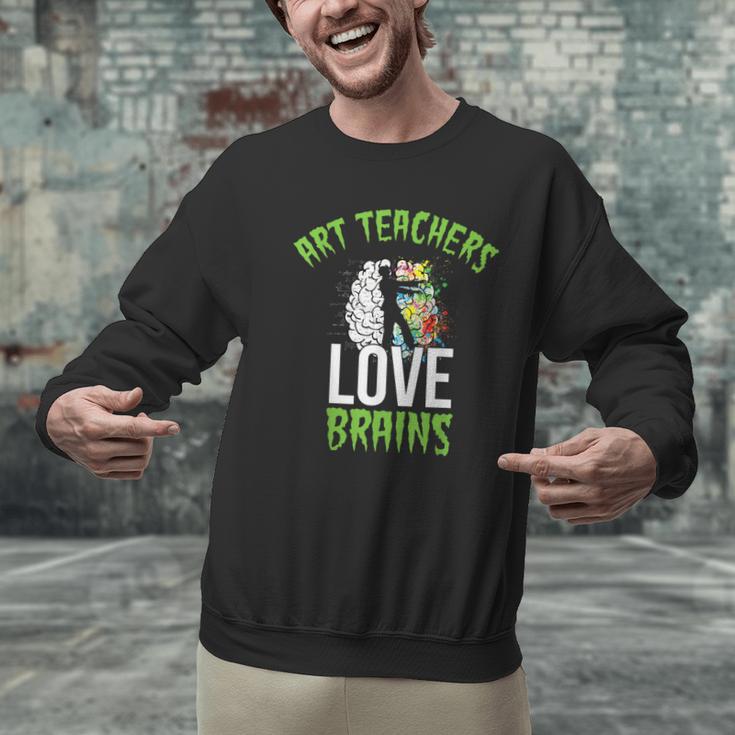 Art Teachers Love Brains Shirt Halloween Zombie Teaching Tee Men Women Kids Men Graphic Sweatshirt, gift for family, gift for coworker