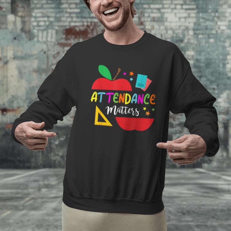 Attendance Matters Teacher Apple For Back To School Men Graphic Sweatshirt, gift for family, gift for coworker Attendance Matters Teacher Apple For Back To School Men Graphic Sweatshirt, gift for family, gift for coworker