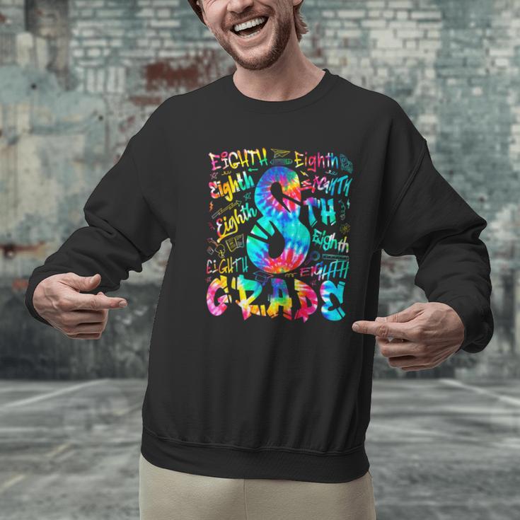 Back To School Eighth 8th Grade Tie Dye Typography Teacher Men Graphic Sweatshirt, gift for family, gift for coworker