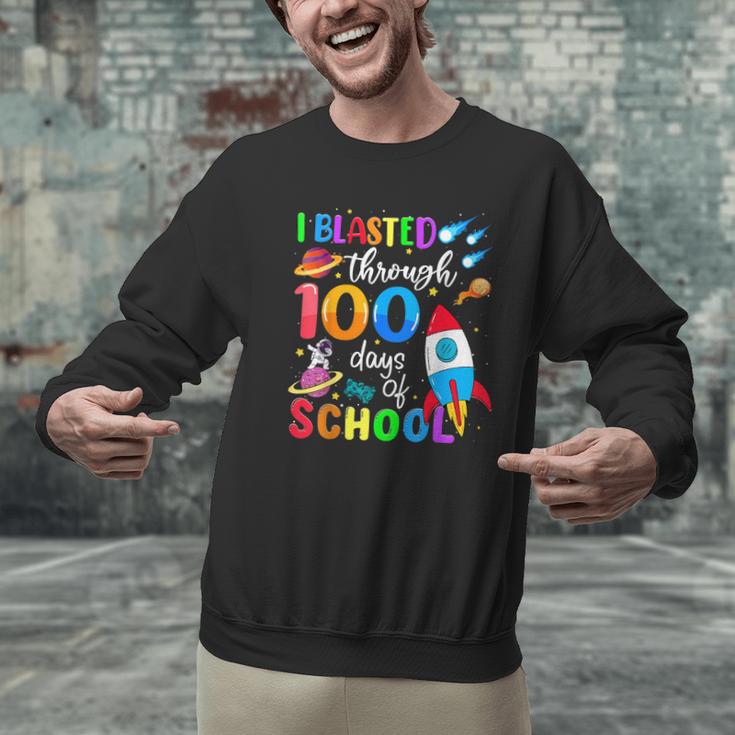 I Blasted Through 100 Days Of School 100th Day Teacher Kids Men Graphic Sweatshirt, gift for family, gift for coworker I Blasted Through 100 Days Of School 100th Day Teacher Kids Men Graphic Sweatshirt, gift for family, gift for coworker