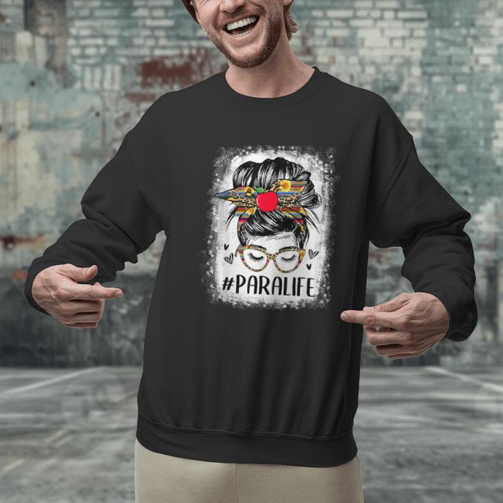 Bleached Teacher Para Life Paraprofessional Cute Messy Bun For Men Women Girls Kids Men Graphic Sweatshirt, gift for family, gift for coworker Bleached Teacher Para Life Paraprofessional Cute Messy Bun For Men Women Girls Kids Men Graphic Sweatshirt, gift for family, gift for coworker