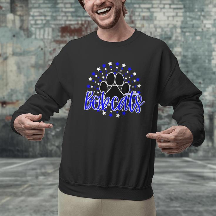 Blue Bobcats School Spirit Coquette Bow Mascot Teacher Men Graphic Sweatshirt, gift for family, gift for coworker Blue Bobcats School Spirit Coquette Bow Mascot Teacher Men Graphic Sweatshirt, gift for family, gift for coworker