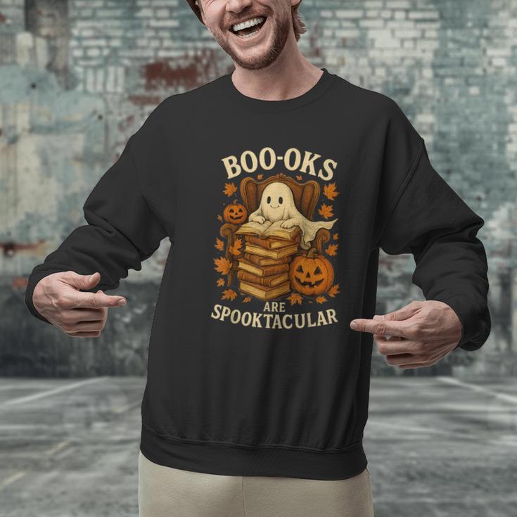 Books Are Spooktacular Ghost Book Reading Halloween Teachers Men Graphic Sweatshirt, gift for family, gift for coworker