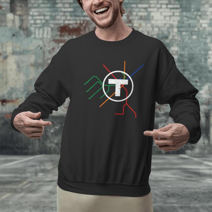 Boston T Subway Map Vintage MBTA Men Graphic Sweatshirt, gift for family, gift for coworker