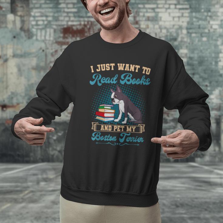 Boston Terrier American Gentleman Bibliophile Book Lover Men Graphic Sweatshirt, American Boston Terrier Sweatshirts, gift for family, gift for coworker