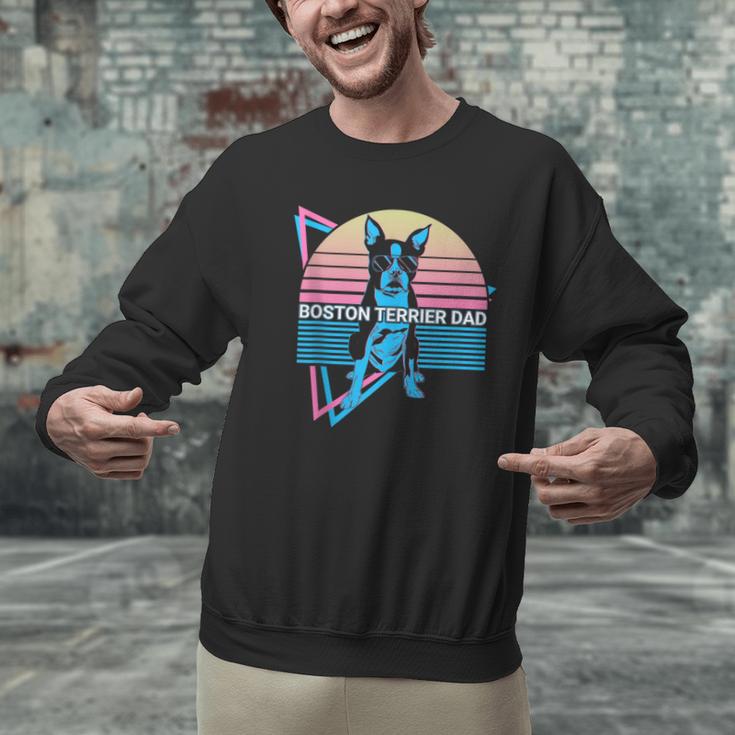 Boston Terrier Dad Retro Men Graphic Sweatshirt, Boston Terrier Dad Sweatshirts, gift for family, gift for coworker