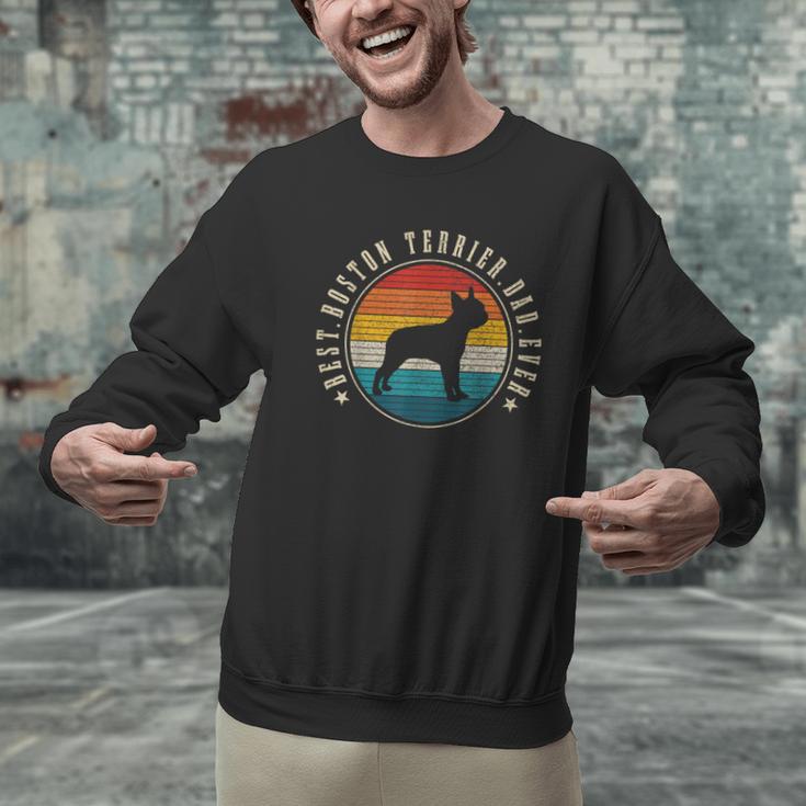 Boston Terrier Dad Retro Vintage Dog Bostie Dad Men Men Graphic Sweatshirt, Boston Terrier Dad Sweatshirts, gift for family, gift for coworker