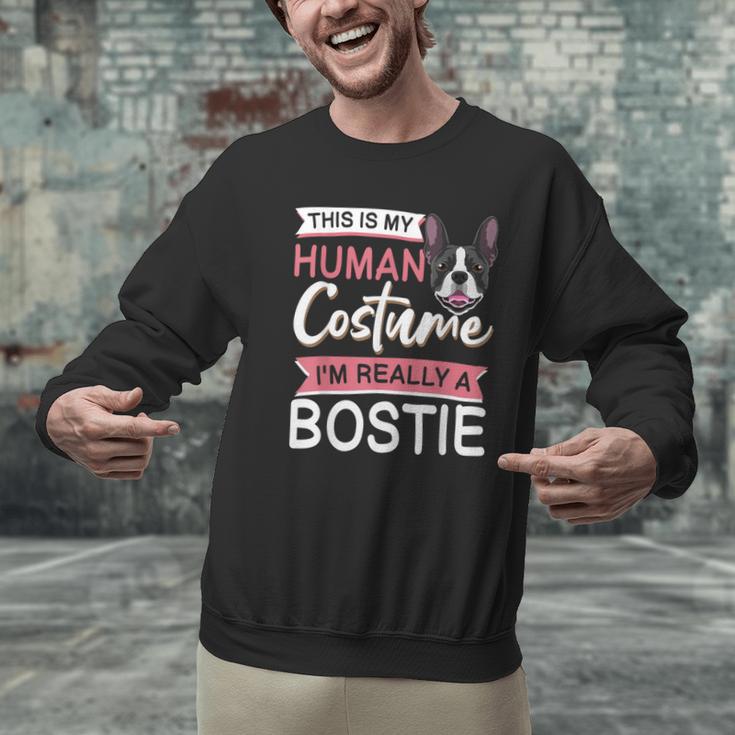 Boston Terrier Dog Bostie Halloween Costume Dog For Kids Men Graphic Sweatshirt, Boston Terrier Halloween Sweatshirts, gift for family, gift for coworker
