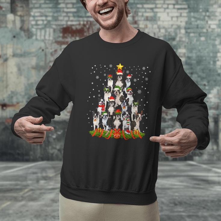 Boston Terrier Dog Christmas Tree Santa Hat Xmas Pajama Men Women Kids Men Graphic Sweatshirt, Boston Terrier Christmas Sweatshirts, gift for family, gift for coworker