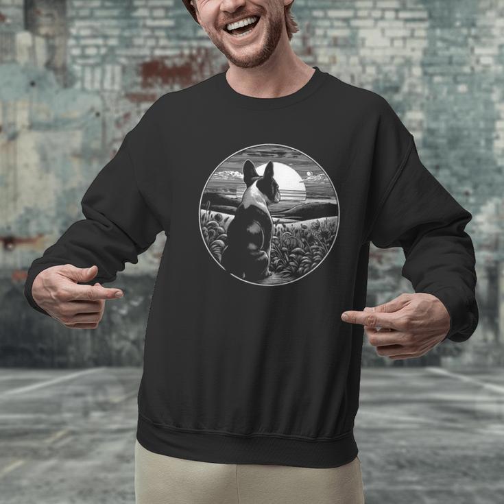 Boston Terrier Dog Nature Scene Graphic Art Men Women Girls Kids Men Graphic Sweatshirt, gift for family, gift for coworker