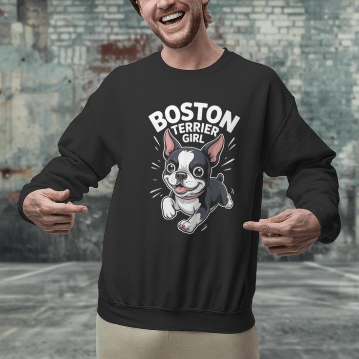 Boston Terrier Girl Cute Cartoon For Dog Owners Pet Terrier Men Graphic Sweatshirt, gift for family, gift for coworker