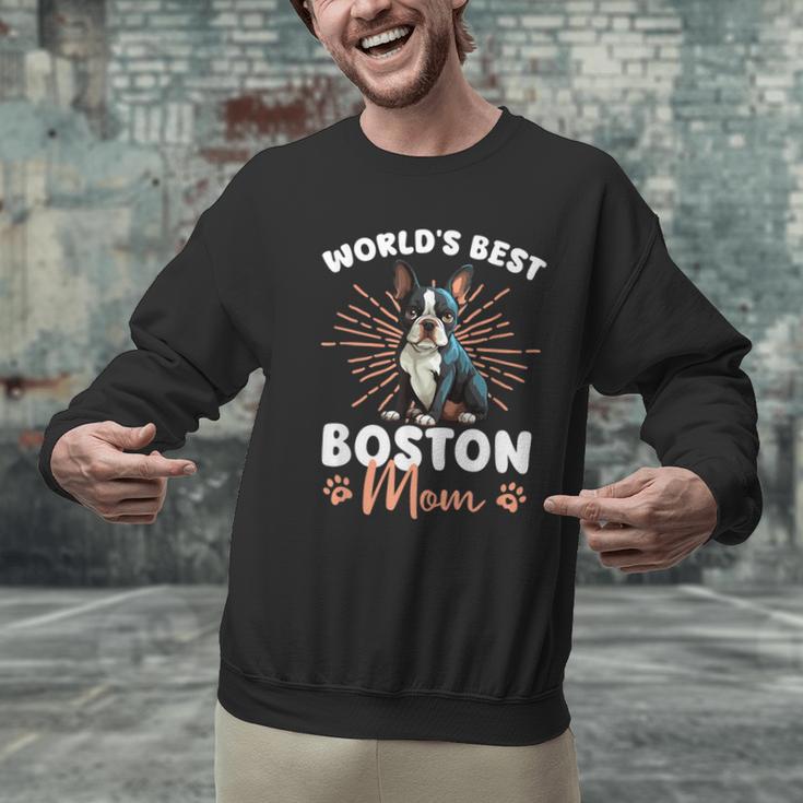 Boston Terrier Groovy World's Best Boston Mom Men Graphic Sweatshirt, Boston Terrier Mom Sweatshirts, gift for family, gift for coworker