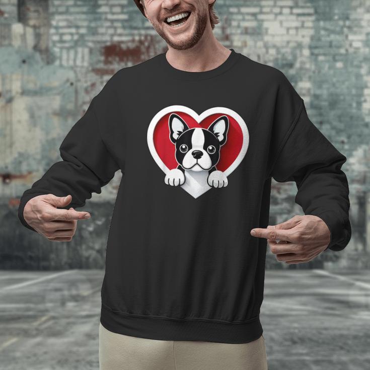 Boston Terrier Heart Cute Puppy Lover Or Dog Owner Men Graphic Sweatshirt, gift for family, gift for coworker