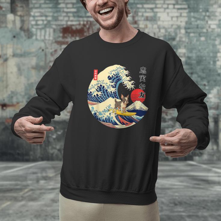 Boston Terrier Japanese Kanagawa Wave Surf Loyal Dog Men Women Kids Men Graphic Sweatshirt, gift for family, gift for coworker