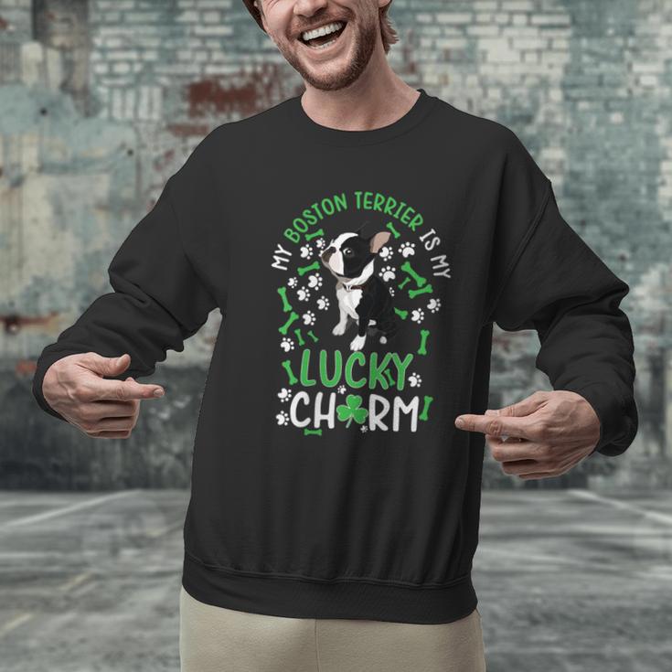 My Boston Terrier Is My Lucky Charm Paw Dog St Patrick's Day Men Graphic Sweatshirt, gift for family, gift for coworker