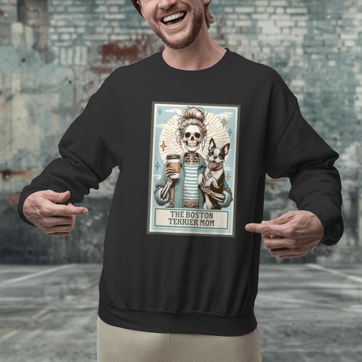 The Boston Terrier Mom Skeleton Spooky Season Halloween Men Graphic Sweatshirt, Boston Terrier Mom Sweatshirts, Boston Terrier Halloween Sweatshirts, gift for family, gift for coworker