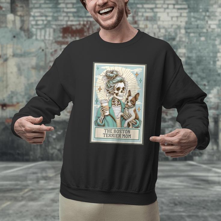 Boston Terrier Mom Skeleton Tarot Card Witch Vibes Dog Mom Men Graphic Sweatshirt, Boston Terrier Tarot Sweatshirts, Boston Terrier Mom Sweatshirts, gift for family, gift for coworker