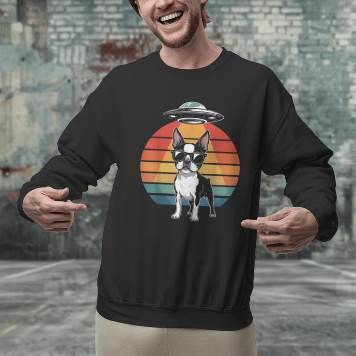 Boston Terrier UFO Alien Boston Terrier Dog Mom Dad Men Graphic Sweatshirt, Boston Terrier Mom Sweatshirts, Boston Terrier Dad Sweatshirts, gift for family, gift for coworker