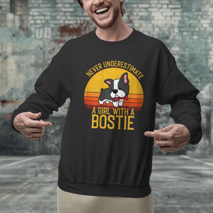 Boston Terrier Never Underestimate a Girl With a Bostie Men Graphic Sweatshirt, gift for family, gift for coworker