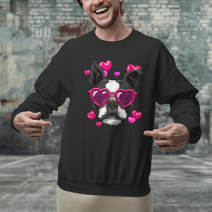 Boston Terrier Valentines Day Shirt Heart Dog Lover Men Graphic Sweatshirt, gift for family, gift for coworker