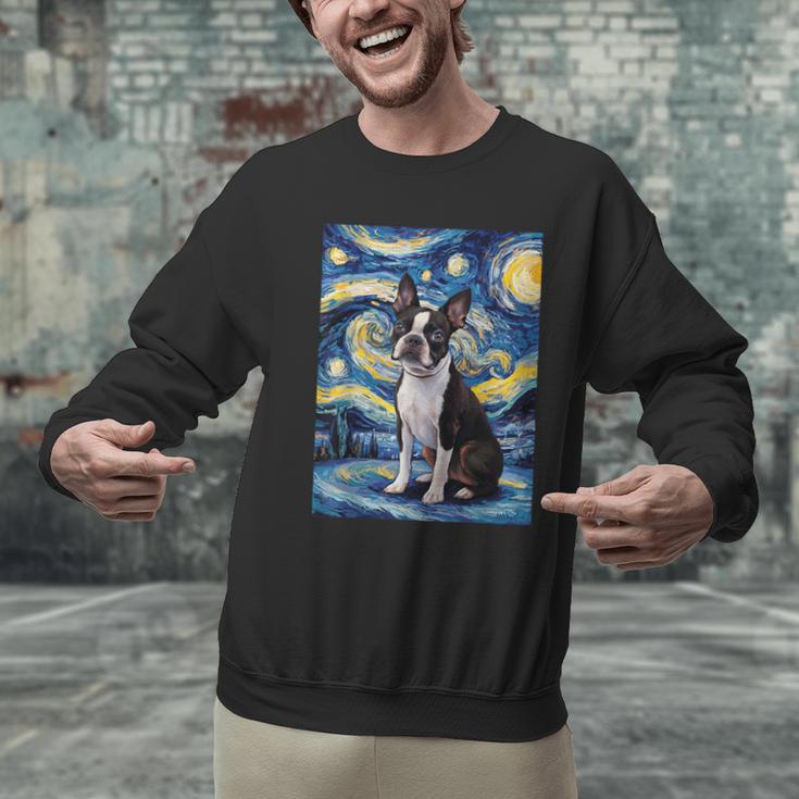 Boston Terrier Van Gogh Starry Night Men Graphic Sweatshirt, gift for family, gift for coworker