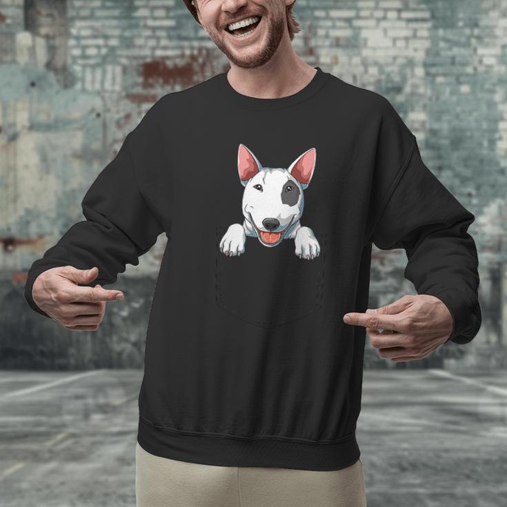 Bull Terrier Pocket Bull Terrier Peeking Out Pocket Men Graphic Sweatshirt, gift for family, gift for coworker