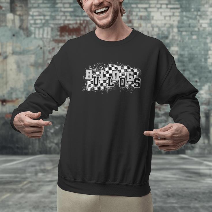 Bulldogs School Spirit Bulldog Pride Checkered Teacher Men Graphic Sweatshirt, gift for family, gift for coworker