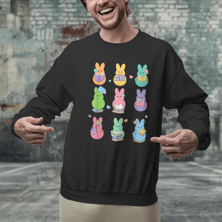 Bunny Reading Books Easter Day Librarian Teacher Book Men Graphic Sweatshirt, Easter Teacher Sweatshirts, gift for family, gift for coworker