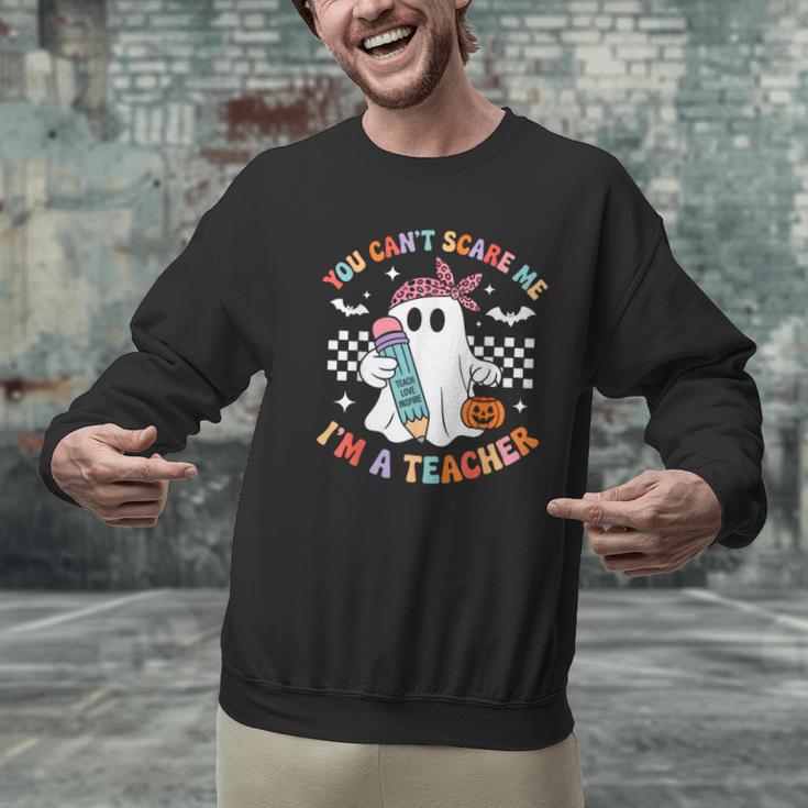 You Can't Scare Me I'm A Teacher Ghost Happy Halloween Men Graphic Sweatshirt, gift for family, gift for coworker