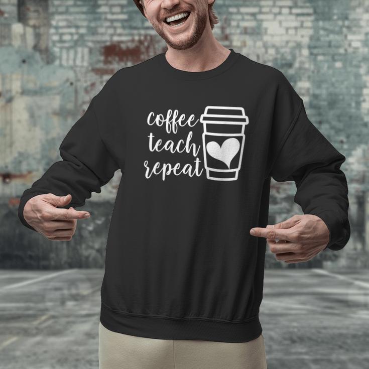 Coffee Teach Repeat Women's Misses Plus Size Teacher Men Graphic Sweatshirt, gift for family, gift for coworker