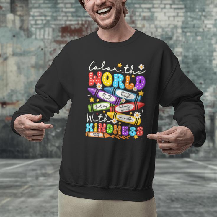 Color The World With Kindness Crayon Positivity Teacher Men Graphic Sweatshirt, gift for family, gift for coworker Color The World With Kindness Crayon Positivity Teacher Men Graphic Sweatshirt, gift for family, gift for coworker
