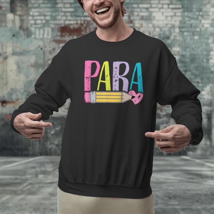 Colorful PARA Teacher Paraprofessional Cute Pencil Men Graphic Sweatshirt, gift for family, gift for coworker