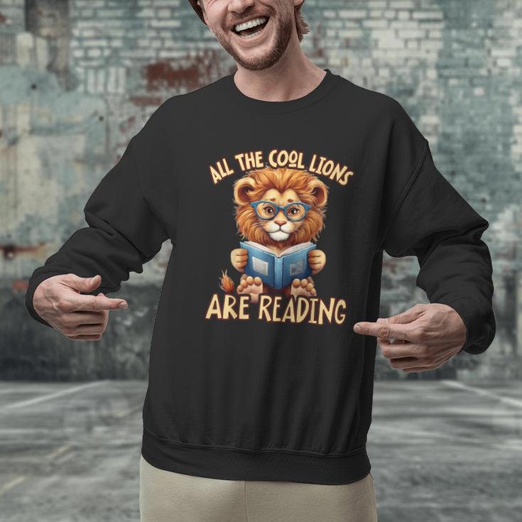 All The Cool Lions Are Reading Lion Teacher Men Women Kids Men Graphic Sweatshirt, gift for family, gift for coworker All The Cool Lions Are Reading Lion Teacher Men Women Kids Men Graphic Sweatshirt, gift for family, gift for coworker