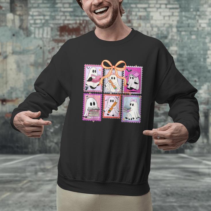 Coquette Bow Spooky Teacher Ghost Halloween Trick Or Teach Men Graphic Sweatshirt, gift for family, gift for coworker Coquette Bow Spooky Teacher Ghost Halloween Trick Or Teach Men Graphic Sweatshirt, gift for family, gift for coworker