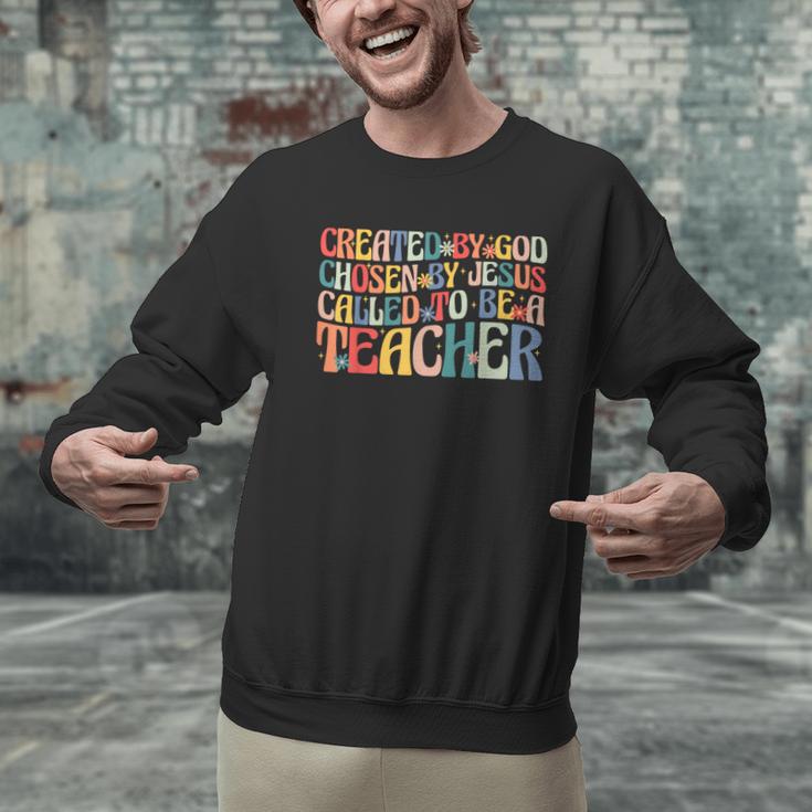 Created By God Chosen By Jesus Called To Be a Teacher Men Graphic Sweatshirt, gift for family, gift for coworker
