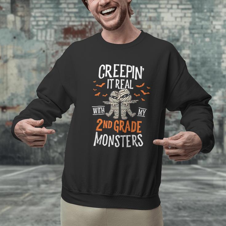 Creepin It Real With My 2nd Grade Monsters Halloween Teacher For Men Women Kids Men Graphic Sweatshirt, 2nd Grade Teacher Sweatshirts, gift for family, gift for coworker Creepin It Real With My 2nd Grade Monsters Halloween Teacher For Men Women Kids Men Graphic Sweatshirt, 2nd Grade Teacher Sweatshirts, gift for family, gift for coworker