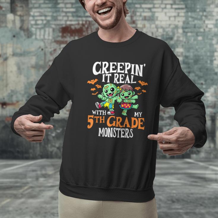 Creepin It Real Monster School 5th Grade Teacher Halloween Men Graphic Sweatshirt, gift for family, gift for coworker