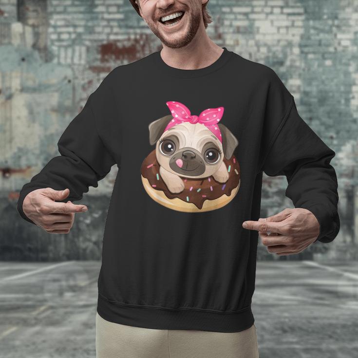Cute Pug Shirt Donut Girls Dog Men Graphic Sweatshirt, gift for family, gift for coworker