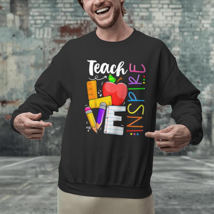 Cute Teach Love And Inspire Men Women Teacher Men Graphic Sweatshirt, gift for family, gift for coworker