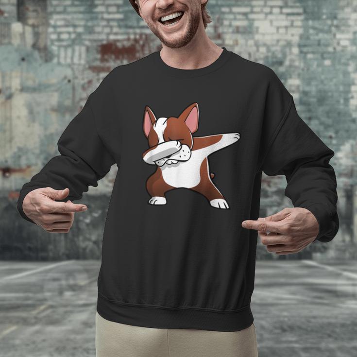 Dabbing Red Boston Terrier Dab Dance Dog Men Women Kids Men Graphic Sweatshirt, gift for family, gift for coworker