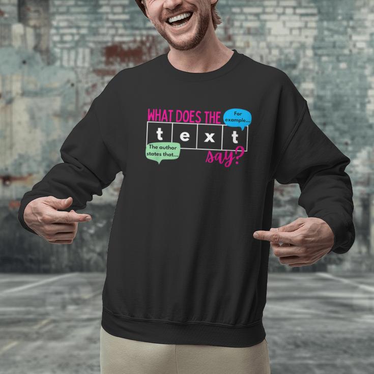 What Does The Text Say Text Evidence Reading Teacher For Men Women Men Graphic Sweatshirt, gift for family, gift for coworker What Does The Text Say Text Evidence Reading Teacher For Men Women Men Graphic Sweatshirt, gift for family, gift for coworker