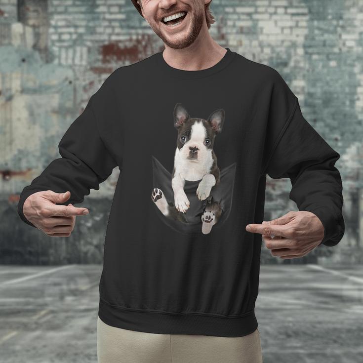 Dog Lovers Boston Terrier In Pocket Dog Face For Men Women Kids Men Graphic Sweatshirt, gift for family, gift for coworker