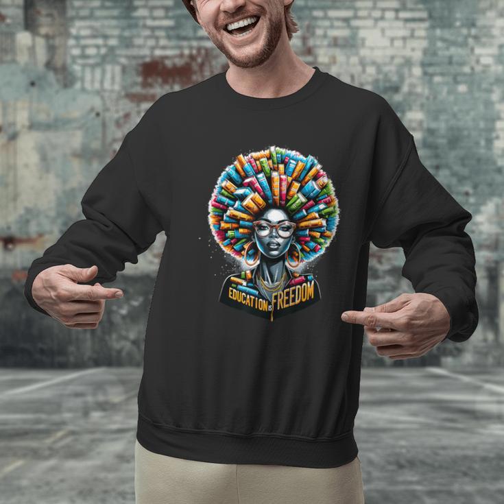 Education Is Freedom History Month Teacher Books Afro Men Graphic Sweatshirt, History Teacher Sweatshirts, gift for family, gift for coworker