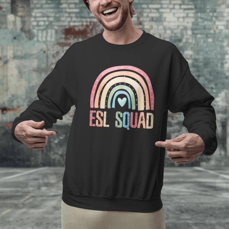 ESL Squad Teacher Crew Team Back To School English Rainbow Men Graphic Sweatshirt, Esl Teacher Sweatshirts, English Teacher Sweatshirts, gift for family, gift for coworker
