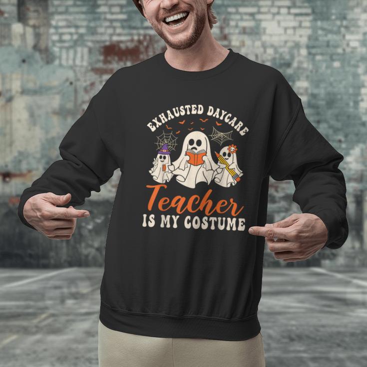 Exhausted Daycare Teacher Is My Costume Halloween Ghost Fun For Men Women Men Graphic Sweatshirt, gift for family, gift for coworker Exhausted Daycare Teacher Is My Costume Halloween Ghost Fun For Men Women Men Graphic Sweatshirt, gift for family, gift for coworker